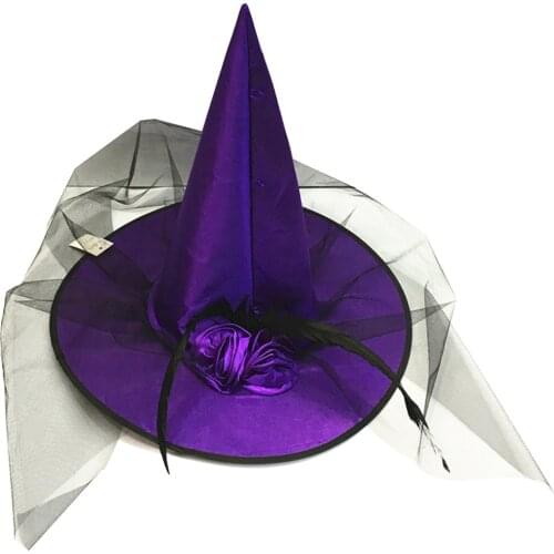 Halloween Women Witch Hat Large Ruched Halloween Witch Hat Halloween Costume Accessory for Halloween Party Favor Black