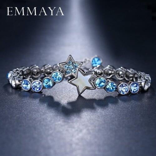 EMMAYA Light blue Crystal Round chain Bracelets Bangles For Women Fashion Design Cheap Women Jewelry