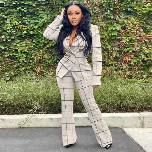 ZJFZML ZZ Women's Trouser Suits In A Cage