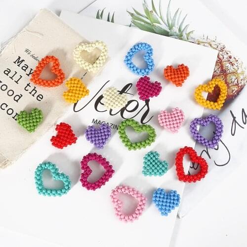 New fashion 1pc/lot Beaded Hollow Solid Heart Plastic Beads For Making Earrings Arts Crafts Sewing DIY Sewing Garment Beads