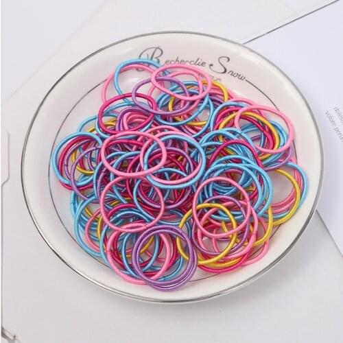 100PCS/Set Children Candy Color Girl Rubber Band 3CM Without Injury Headband Baby Hair Accessories