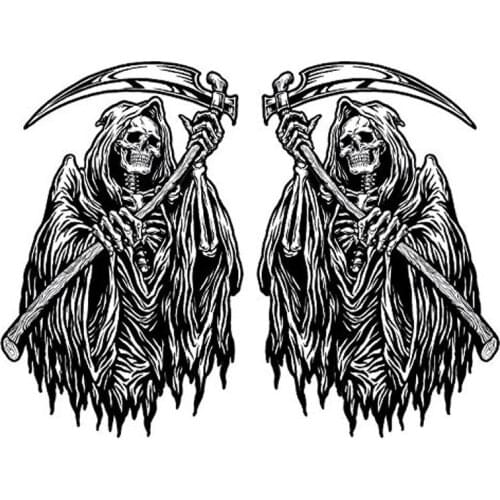 DasDecal 2X Death Skeleton Car Sticker Waterproof Decal Laptop Suitcase Guitar Truck Motorcycle Auto Accessories PVC,10cm*6cm