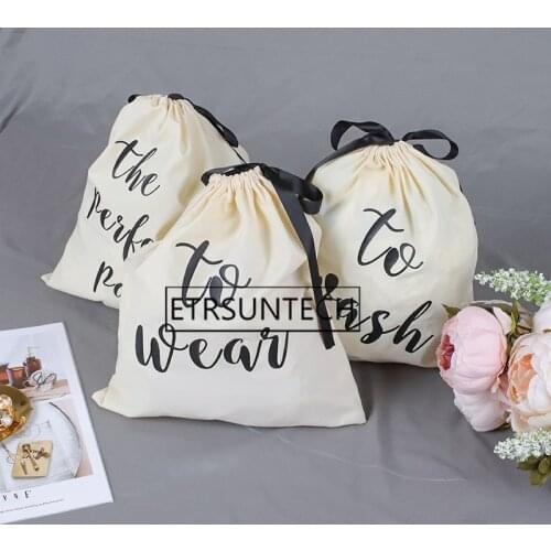 50sets English Letter Printing Clothes Storage Bag Travel Socks Cosmetic Drawstring Rope Bags