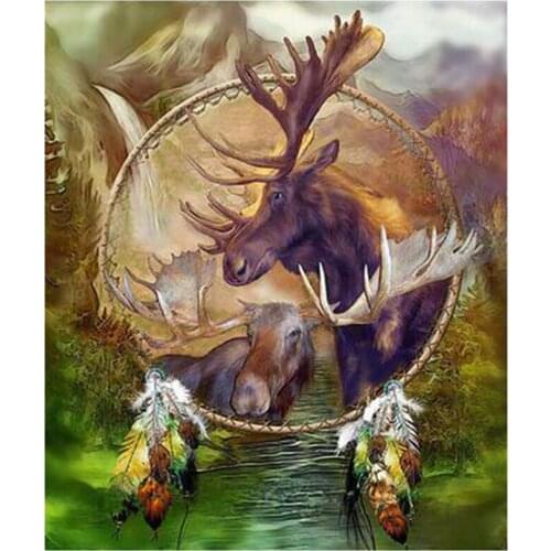 5D DIY Full Round/Square Diamond Painting Animal Moose Cross Stitch 3D Embroidery Rhinestone Mosaic Home Decor Art Y548