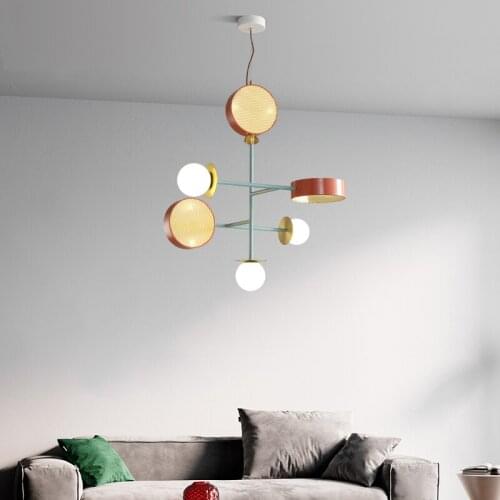 Artpad Modern Chandelier for Bedroom Creative Macaron Lamp Kid Room Cafe Shop Kitchen Iron LED Indoor Home Lighting