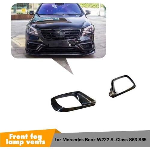 Car Front Bumper Air Vent Outlet for Mercedes-Benz S Class W222 S63 AMG 2018 - 2020 Carbon Fiber Fog Lamp Mesh Cover Trim