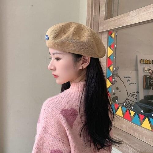Women Girls Beret French Artist Summer Spring Beanie Hat Retro Mesh Plain Beret Solid Color Elegant Ladies Flat Top Caps