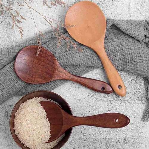 Household Wood Spoon Kitchen Non-stick Rice Paddle Rice Scooping Supplies Spoons Cooking Utensil Kitchen Tools Accessories