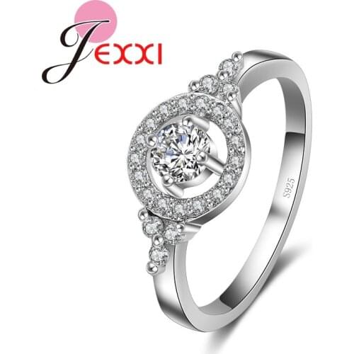 Elegant Charming Band Jewerly 925 Sterling Silver Wedding Engagement Rings Women CZ Crystal Party Ring Accessories Bague