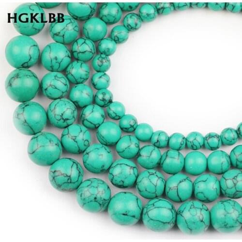 HGKLBB Natural Stone green pine beads spacer 6/8/10/12MM Turquoises Round Loose Bead for Jewelry Making bracelet DIY Accessories