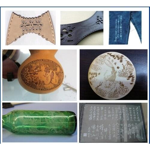 Jinan wide application jeans wood glass mdf rubber stone autofocus mini co2 laser engraving machine