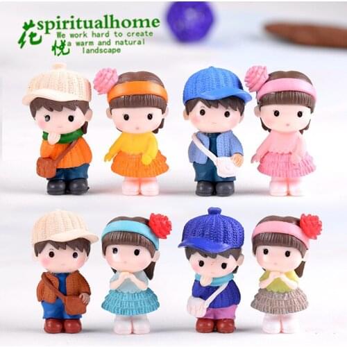 2pcs/set Creative Miniature Ornaments Boy Girl Sweety Lovers Couple Figurines Craft Fairy Resin Dolls Wedding Accessories