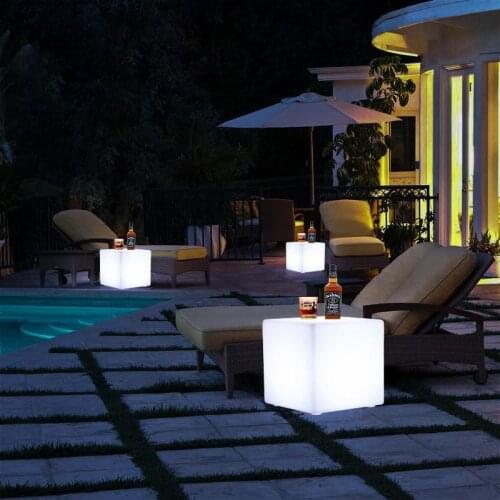 LED illuminated furniture Waterproof 40*40*40CM Led Cube with Remote Control LED Light Up Stool Chair Luminous Cube Outdoor LAMP