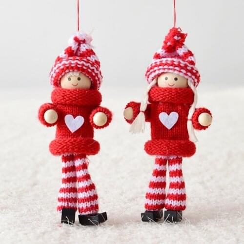 Lovely Wool Felt Christmas Small Doll Pendant Santa Claus Hanging Doll Knitted Wool Christmas Tree Decorations New Year Gifts