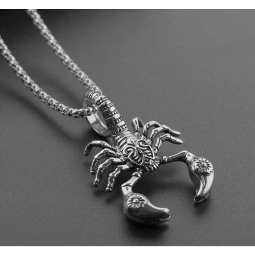 Men Hip Hop Jewelry Scorpio Long Chain Silver Color Scorpion Pendant Necklace for Men Women Punk Rock Christmas Jewelry Gift