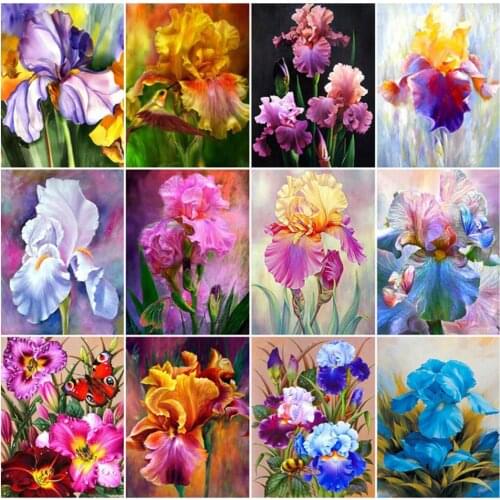5D DIY Diamond Painting by Number Flower Full Square New Arrival Diamond Embroidery Iris Cross Stitch Needlework Home Decoration