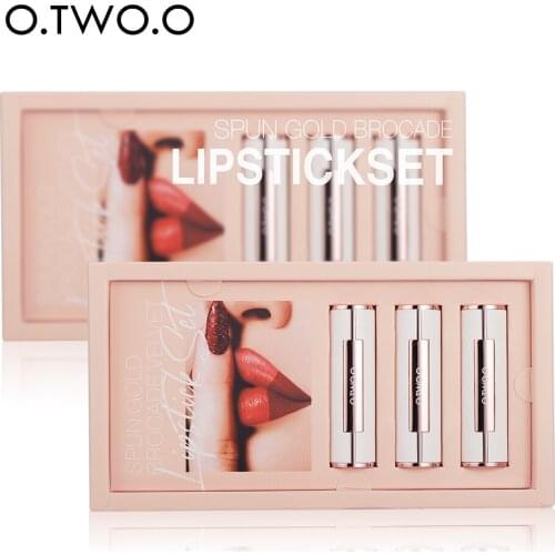 O.TWO.O golden silk brocade velvet lipstick set combination matte moisturizing lipstick three-pack makeup set