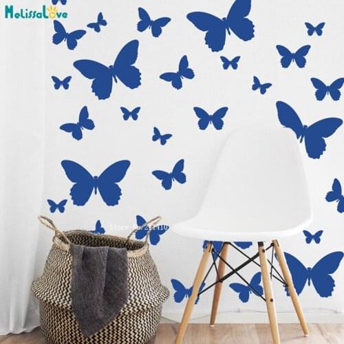 Multi-size Butterfly Wall Pattern Decals Custom Vinyl Art Stickers for Nurseries Kids Girls Room Self-adgesive Stickers YT5150