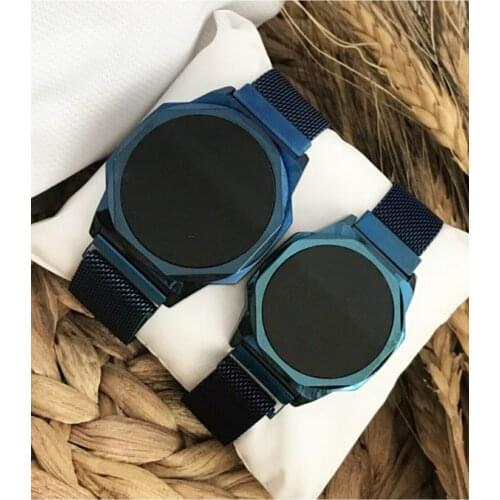 Metal Band Touch Wristwatches Couple Lover Watch, Digital Couple Wristwatches