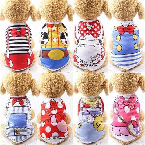 New 100%cotton Dog Vest Lovely Printed Cotton Cartoon Simples Vest Dog Clothes Summer Puppy Small Pet Suppiies Accessories