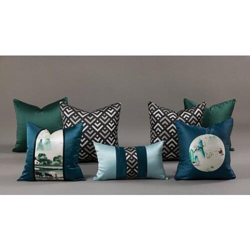 2021 New Classic Chinese Style Landscape Printing Pillow Sofa Bedroom Car Decoration Cushion Pillow Case