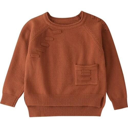 Autumn Children Sweatshirt Kids Boy Solid Print Knitted Cotton Casual Outerwear Clothes