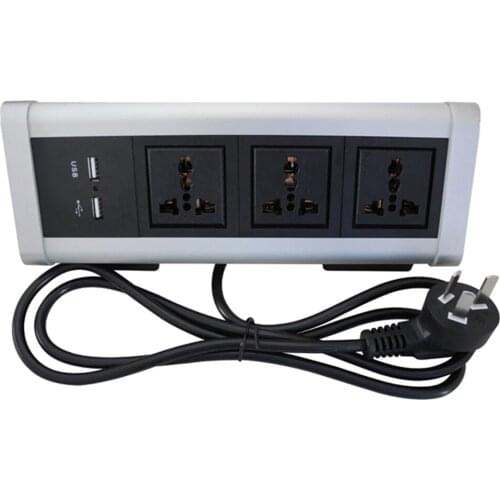 Moved desktop socket with 3*universal power +2*charge USB ,silver /black