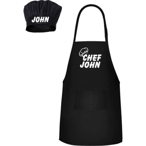 Personalized Chef Hat and Chef Apron Kitchen Craft Custom Name Men Home Kitchen Cooking Uniform Kitchen Baker Sets Gifts Apron