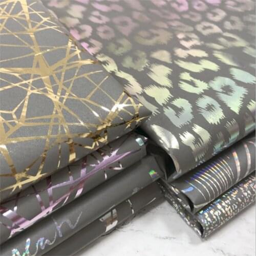 Letter gilded polyester reflective fabric for fashion down jacket stage performance cloth dress diy sewing material by the meter