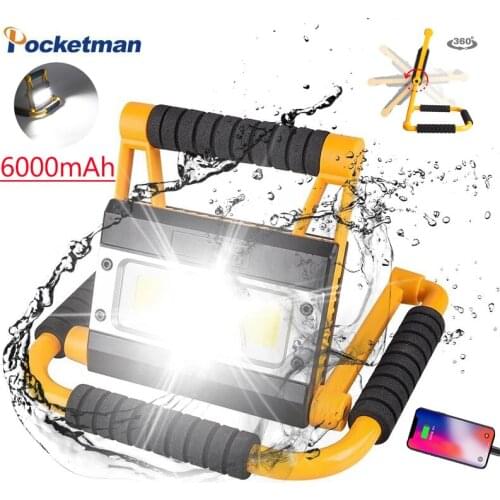 400W Portable Work Light Portable Spotlight Cob Work Lamp Rechargeable Flashlight Waterproof Camping Lamp Outdoor Searchlight