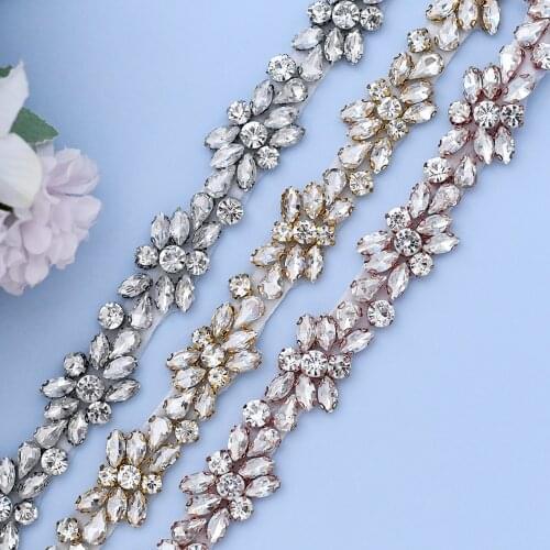 TRiXY S437-G Stunning Rhinestone Belt Wedding Belt Sash Glden Diamond Belt Charming Bridal Belt Crystal Beaded Belt for Bride