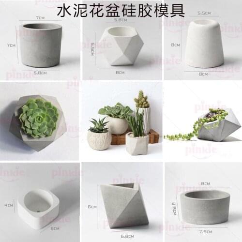 Silicone Pot Molds Form Arts Craft Polygon Moulds DIY Succulent Flowerpot Clay Plaster Gypsum Mold 3 Holes Concrete Mould
