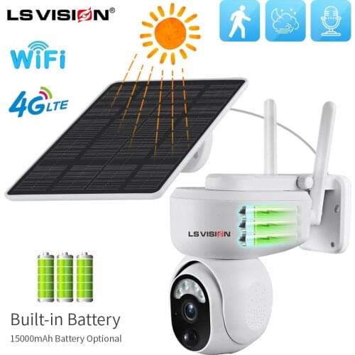 LSVISION 4G Solar Camera with Battery 1080P HD Outdoor WIFI PTZ Camera Motion Detection Two-way Audio Video Surveillance Camera