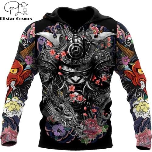 Samurai and Dragon Tattoo 3D All Over Printed Unisex Deluxe Hoodie Men Sweatshirt Zip Pullover Casual Jacket Tracksuits DW0290
