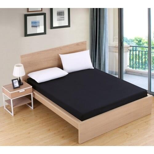 Solid Color Fitted Sheet Polyester Sheets With Elastic Band Factory Hot Sale Bed Linens Mattress Cover80