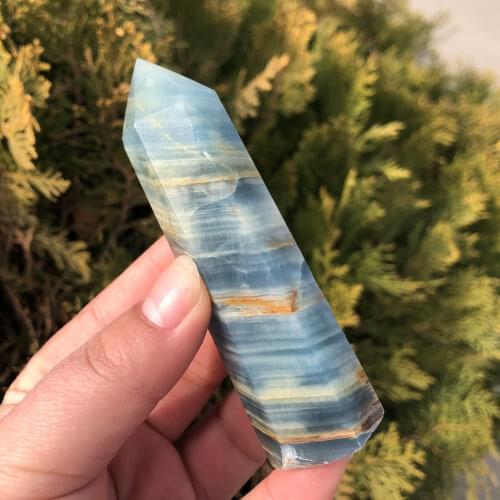 High Quality Natural Lemurian Aquatine Tower Rare Crystal Stone Point Obelisk Wand For Healing Decoration