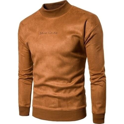High Quality Mens Winter Warm Pullover Pure Color Fashion Plus Velvet Sweater