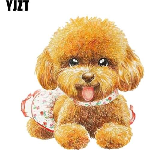 YJZT 13CM*14.1CM A Furry Teddy Dog PVC Quality Car Sticker Decal 12-300250