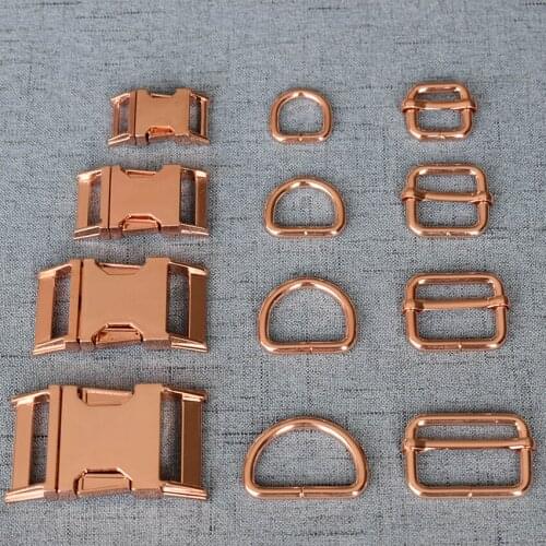 10 Sets 15mm 20mm 25mm 32mm Pet Collar Clip Paracord Metal Clasp Belt D Ring Snap Hook Adjuster Harness Straps Buckle Hardware