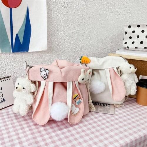 Female Shoulder Bag Cute Small Handbag for Women Cartoon Bucket Shape Luxury Designer Handbag Canvas Messenger Shoulder Bag M095