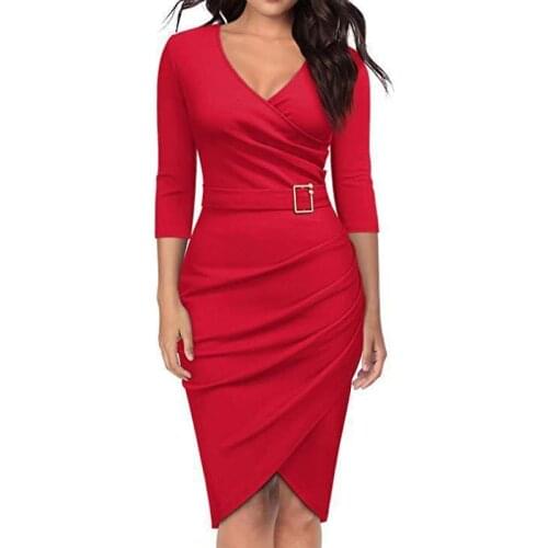 2019 Office Wear For Women Blazer Dress Woman Spring Summer V-Neck Slim Pencil Dresses Female Elegant Dress Fashion Vestidos
