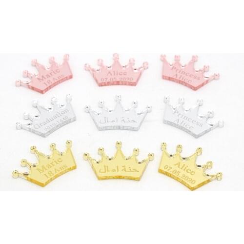 50* Personalized Gold Crown Baby Shower Table Decoration Princess Baptism Party Table Favor Centerpieces Decor Kid Gift Confetti