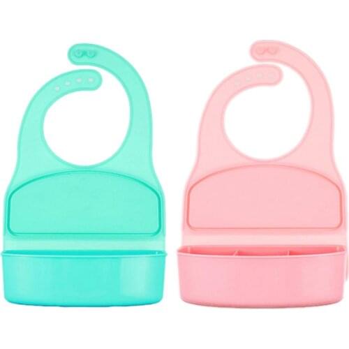 1PC Silicone Bibs For Kids Newborn Baby Feeding Tableware Waterproff Baby Bibs For Toddler Breakfast Feedings Foldable Lunch Box