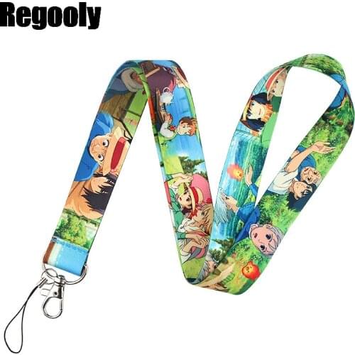 10pcs Howls Moving Castle Keychain Lanyards Badge Holder ID Card Pass Gym Mobile Phone Badge Holder Key Strap webbings ribbons