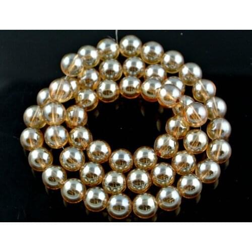 100% Authentic Natural Crystal Round Beads With Champagne Color Plating 16'' Jewlery Making 5 Strands/lot