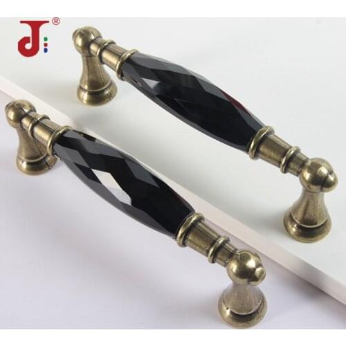 128mm Retro Style European Bronze Handle Metal High Quality Crystal Handles for Furniture Wardrobe Handle Cabinet Kitchen Pull
