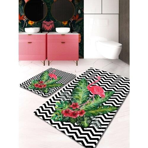 2 Pieces Super Absorbent Non-Slip Bathroom Rug Soft Bath Mat Toilet Floor Shower Unique Design Home Decor 50 x 60 Cm 60 x 100 Cm