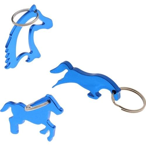 3 Kinds Alloy Horse Pattern Beer Bottle Opener / Key Ring Keychain Bag Pendent Novelty Gift - Blue