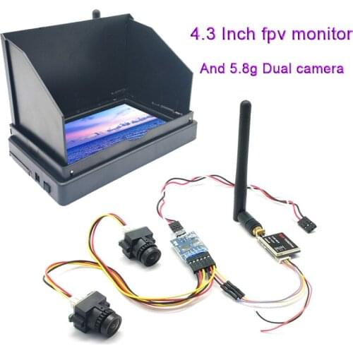 5.8G 48CH 4.3 Inch FPV Monitor Dual Antennas FPV monitor and 3 channel Dual Video camera FPV 5.8G 600mW Video Transmitter for RC