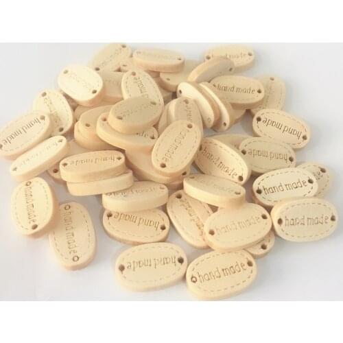 50pcs Natural Wooden Rectangle Oval Handmade Connectors Tags Embellishments DIY Crafts Decorations With 2 Holes Button